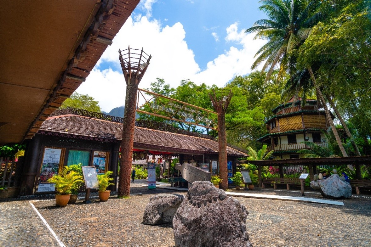 Photo shows the entrance of Sarawak Cultural Village.